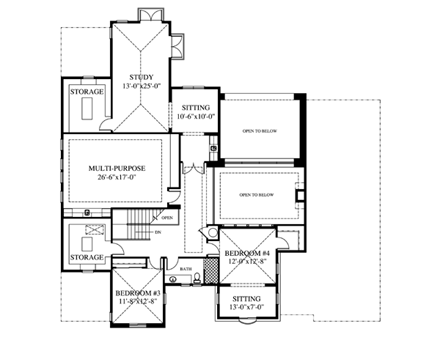 Florida, Mediterranean House Plan 73605 with 4 Beds, 4 Baths, 2 Car Garage Second Level Plan