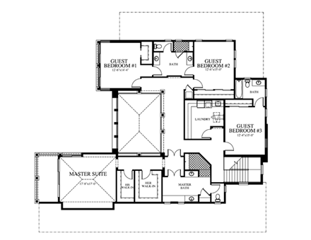 Florida, Mediterranean House Plan 73606 with 5 Beds, 5 Baths, 2 Car Garage Second Level Plan