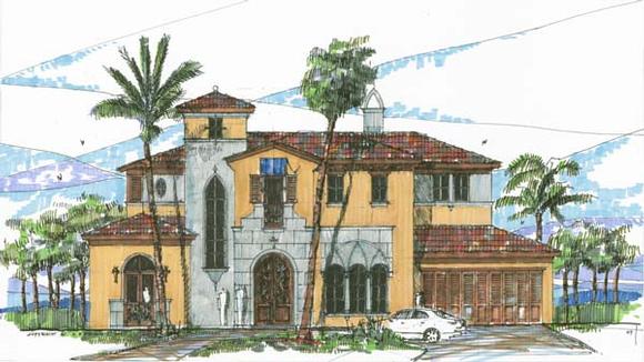 Florida, Mediterranean House Plan 73606 with 5 Beds, 5 Baths, 2 Car Garage Elevation