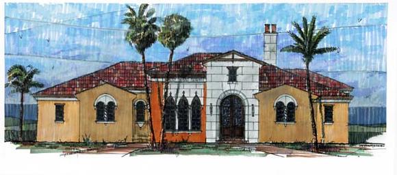 Florida, Mediterranean House Plan 73607 with 4 Beds, 6 Baths, 3 Car Garage Elevation