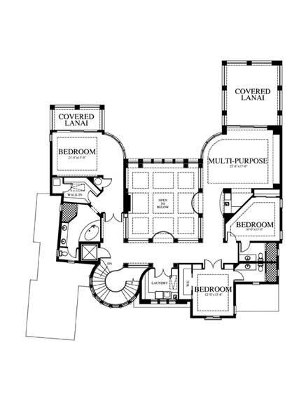 Coastal, Florida, Mediterranean House Plan 73608 with 4 Beds, 5 Baths, 3 Car Garage Second Level Plan
