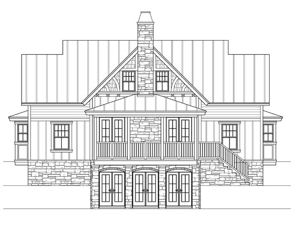 Craftsman, Traditional House Plan 73609 with 3 Beds, 4 Baths Rear Elevation