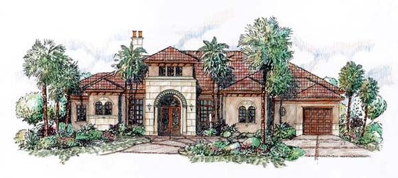 Florida, Mediterranean House Plan 73612 with 3 Beds, 5 Baths, 3 Car Garage Elevation