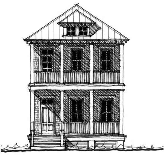 Historic, Narrow Lot House Plan 73701 with 3 Beds, 3 Baths Elevation