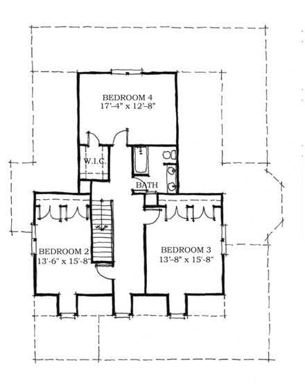 Historic, Southern House Plan 73705 with 4 Beds, 3 Baths Second Level Plan