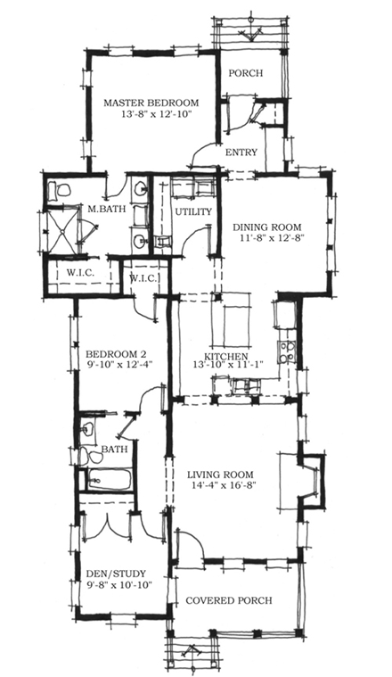 Historic, Southern House Plan 73710 with 3 Beds, 2 Baths First Level Plan