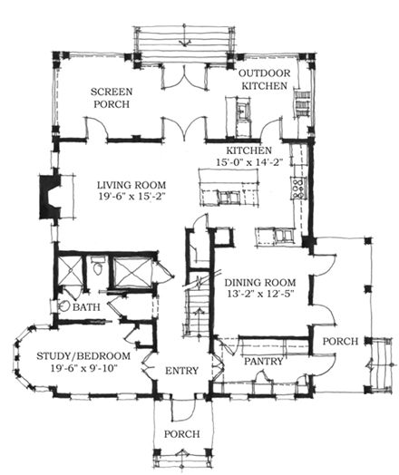 Historic, Southern House Plan 73713 with 4 Beds, 4 Baths First Level Plan