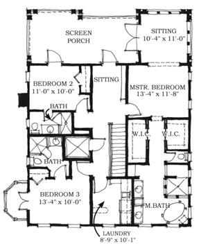 Historic, Southern House Plan 73713 with 4 Beds, 4 Baths Second Level Plan
