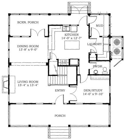 Historic, Southern House Plan 73723 with 3 Beds, 3 Baths First Level Plan