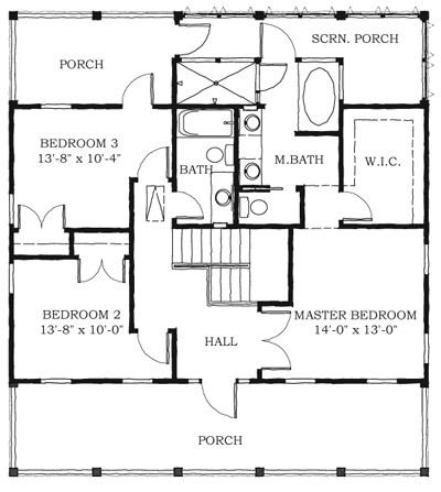 Historic, Southern House Plan 73723 with 3 Beds, 3 Baths Second Level Plan