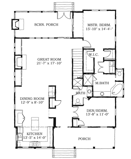Historic, Southern House Plan 73731 with 3 Beds, 3 Baths First Level Plan