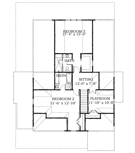 Historic, Southern House Plan 73738 with 4 Beds, 4 Baths Second Level Plan