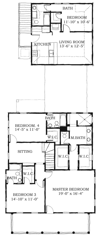 Historic, Southern House Plan 73748 with 4 Beds, 4 Baths Second Level Plan