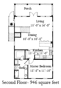 Historic 2 Car Garage Apartment Plan 73751 with 2 Beds, 2 Baths Second Level Plan