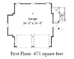 Historic 2 Car Garage Apartment Plan 73757 with 1 Beds, 1 Baths First Level Plan