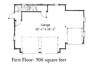 Historic 3 Car Garage Apartment Plan 73764 with 1 Beds, 1 Baths First Level Plan