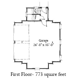 Historic 2 Car Garage Apartment Plan 73766 with 1 Beds, 1 Baths First Level Plan