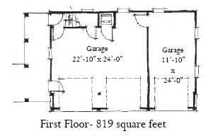Historic 3 Car Garage Apartment Plan 73773 with 2 Beds, 1 Baths First Level Plan