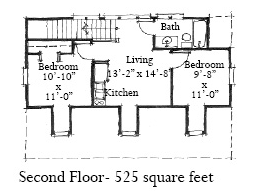 Historic 3 Car Garage Apartment Plan 73773 with 2 Beds, 1 Baths Second Level Plan