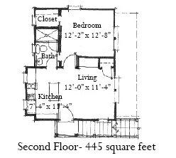 Historic 2 Car Garage Apartment Plan 73778 with 1 Beds, 1 Baths Second Level Plan