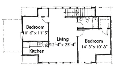 Historic 3 Car Garage Apartment Plan 73781 with 2 Beds, 1 Baths Second Level Plan