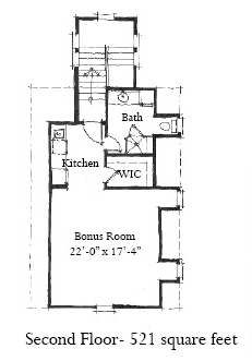 Historic 2 Car Garage Apartment Plan 73790 with 1 Beds, 1 Baths Second Level Plan