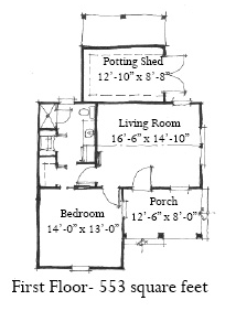 Cabin, Country, Farmhouse, Historic House Plan 73799 with 2 Beds, 1 Baths First Level Plan