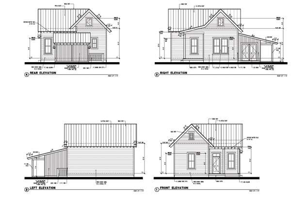 Cabin, Country, Farmhouse, Historic House Plan 73799 with 2 Beds, 1 Baths Rear Elevation