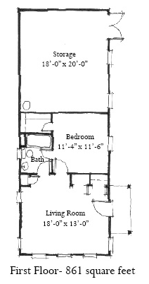 Historic House Plan 73816 with 1 Beds, 1 Baths First Level Plan