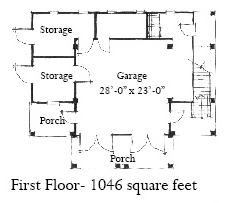 Historic 2 Car Garage Apartment Plan 73823 with 1 Beds, 1 Baths First Level Plan