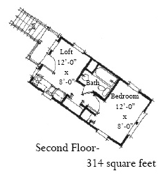 Historic 2 Car Garage Apartment Plan 73829 with 1 Beds, 1 Baths Second Level Plan
