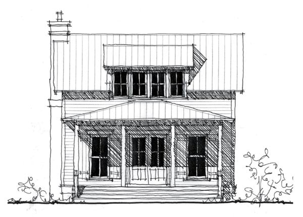 Country, Historic House Plan 73834 with 1 Beds, 2 Baths Elevation