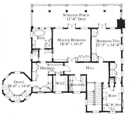 Historic, Victorian House Plan 73837 with 2 Beds, 3 Baths Second Level Plan