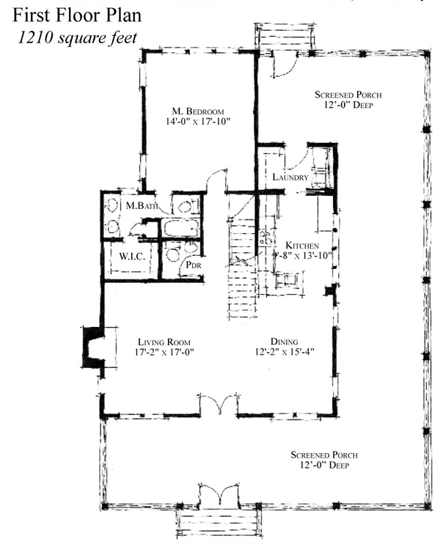 Country, Historic House Plan 73838 with 3 Beds, 3 Baths First Level Plan