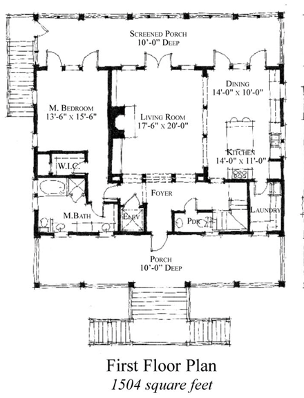 Historic House Plan 73842 with 4 Beds, 5 Baths First Level Plan