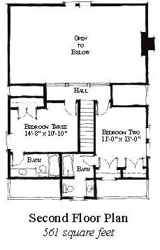 Country, Historic House Plan 73859 with 3 Beds, 4 Baths Second Level Plan