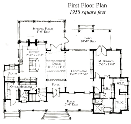 Country, Historic House Plan 73864 with 5 Beds, 6 Baths First Level Plan