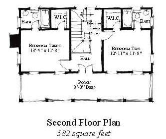 Country, Historic House Plan 73865 with 3 Beds, 4 Baths Second Level Plan