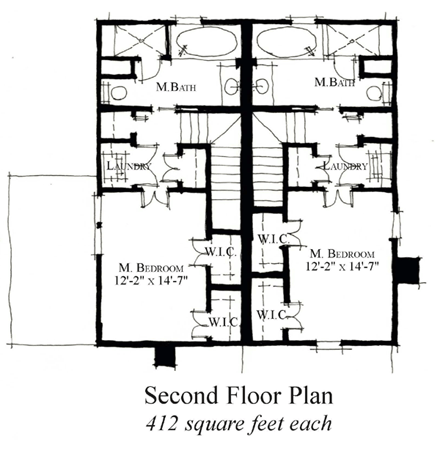 Country, Historic Multi-Family Plan 73866 with 4 Beds, 4 Baths Second Level Plan