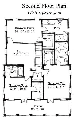 Country, Historic House Plan 73869 with 4 Beds, 5 Baths Second Level Plan