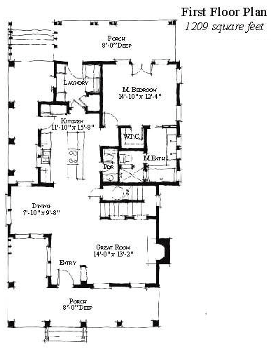 Country, Historic House Plan 73870 with 3 Beds, 4 Baths First Level Plan