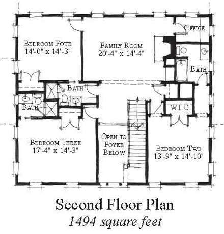 Country, Historic House Plan 73877 with 5 Beds, 5 Baths Second Level Plan