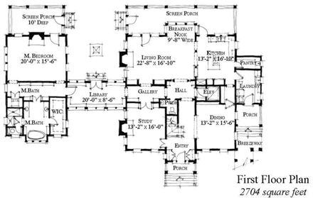 Country, Historic House Plan 73879 with 4 Beds, 5 Baths First Level Plan