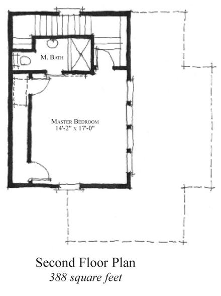 Country, Historic House Plan 73883 with 1 Beds, 2 Baths Second Level Plan