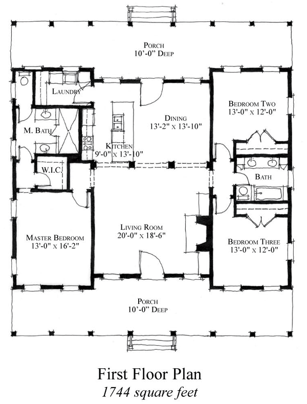 Country, Historic House Plan 73886 with 3 Beds, 2 Baths Level One
