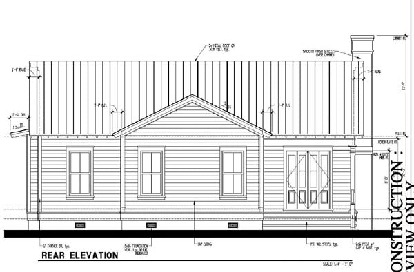 Country, Historic House Plan 73888 with 3 Beds, 2 Baths Rear Elevation