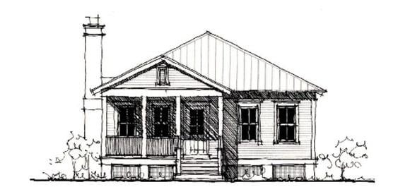 Country, Historic House Plan 73891 with 2 Beds, 2 Baths Elevation