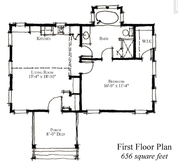 Country, Historic House Plan 73894 with 1 Beds, 1 Baths Level One