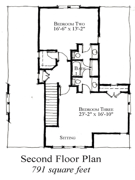 Country, Historic House Plan 73900 with 4 Beds, 3 Baths Second Level Plan