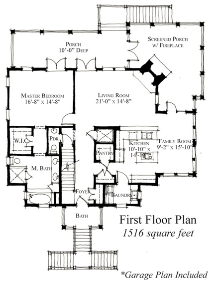 Country, Historic House Plan 73913 with 3 Beds, 4 Baths First Level Plan